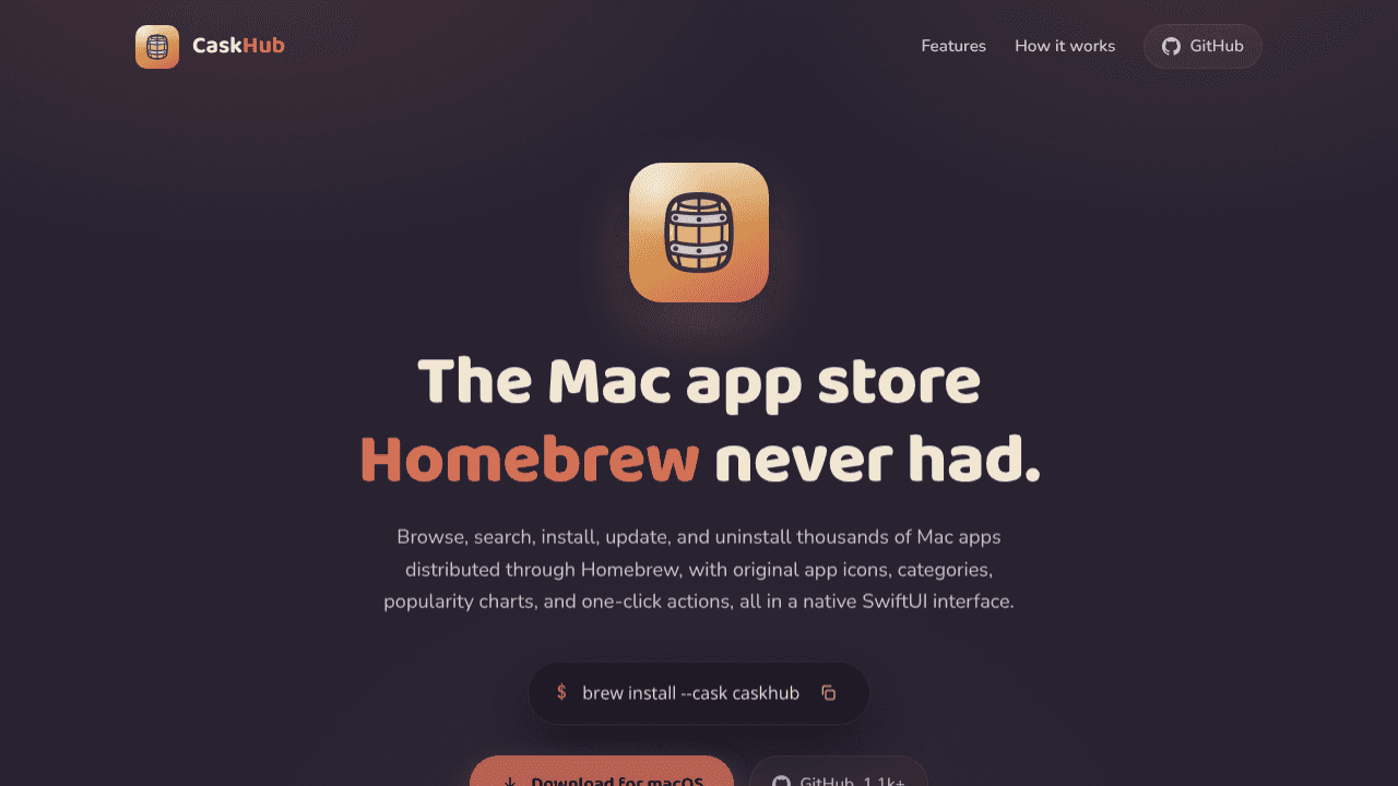 CaskHub website screenshot