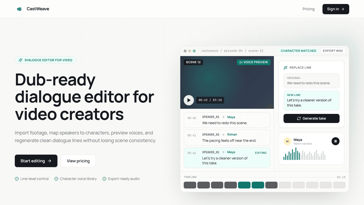 CastWeave AI website screenshot