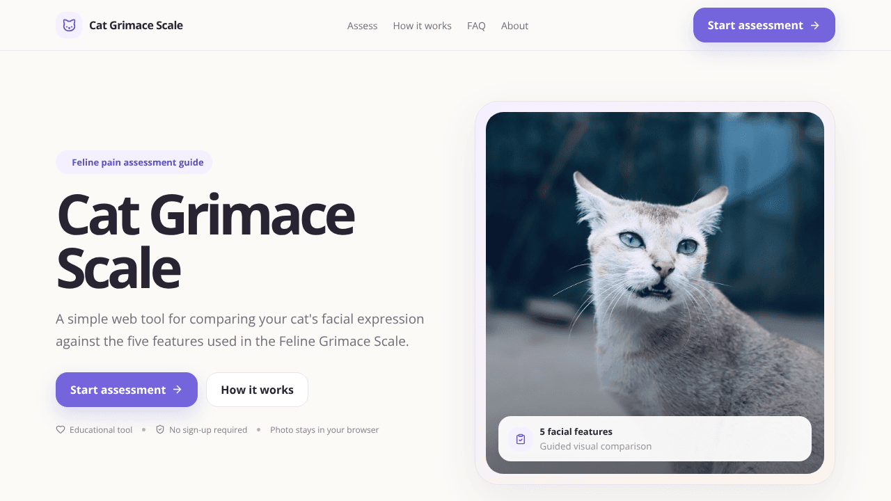 Cat Grimace Scale website screenshot