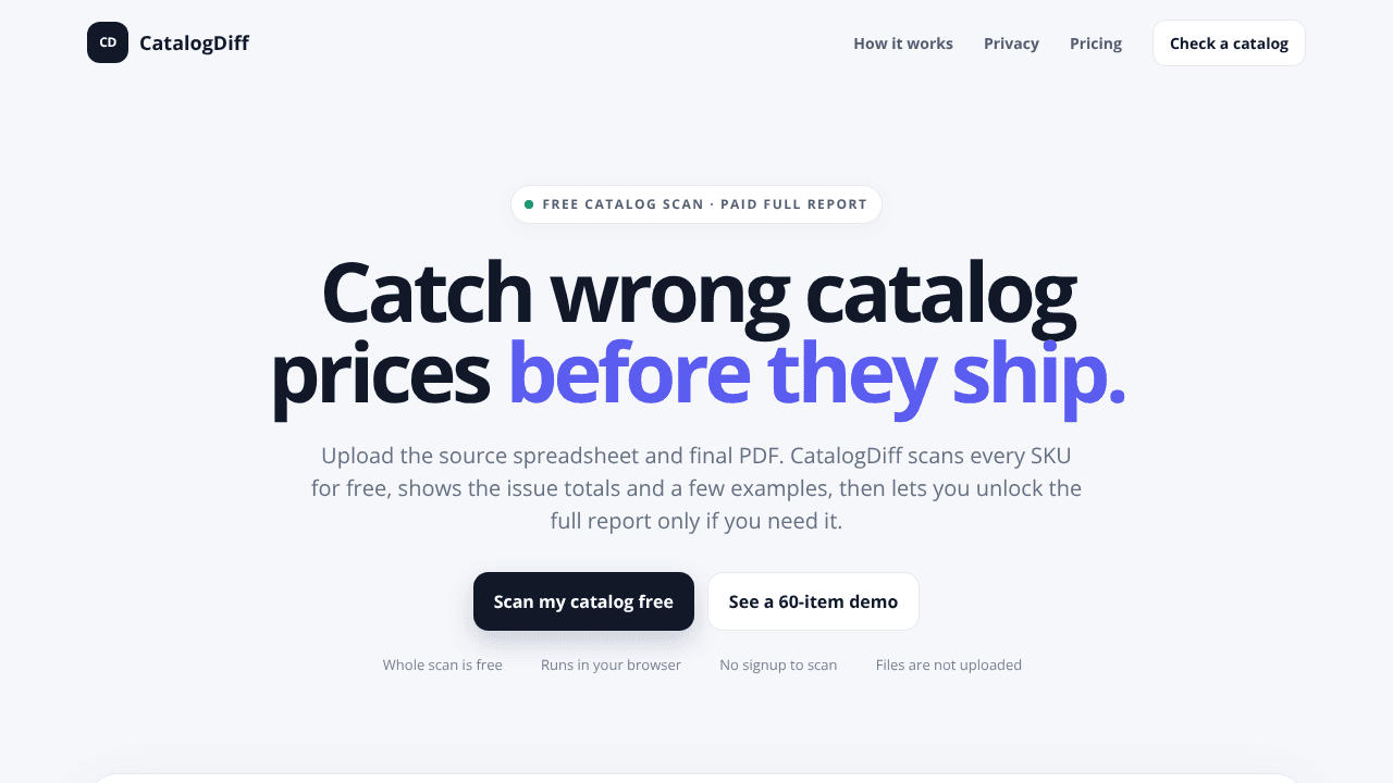 CatalogDiff website screenshot