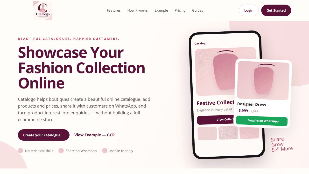 Catalogo website screenshot