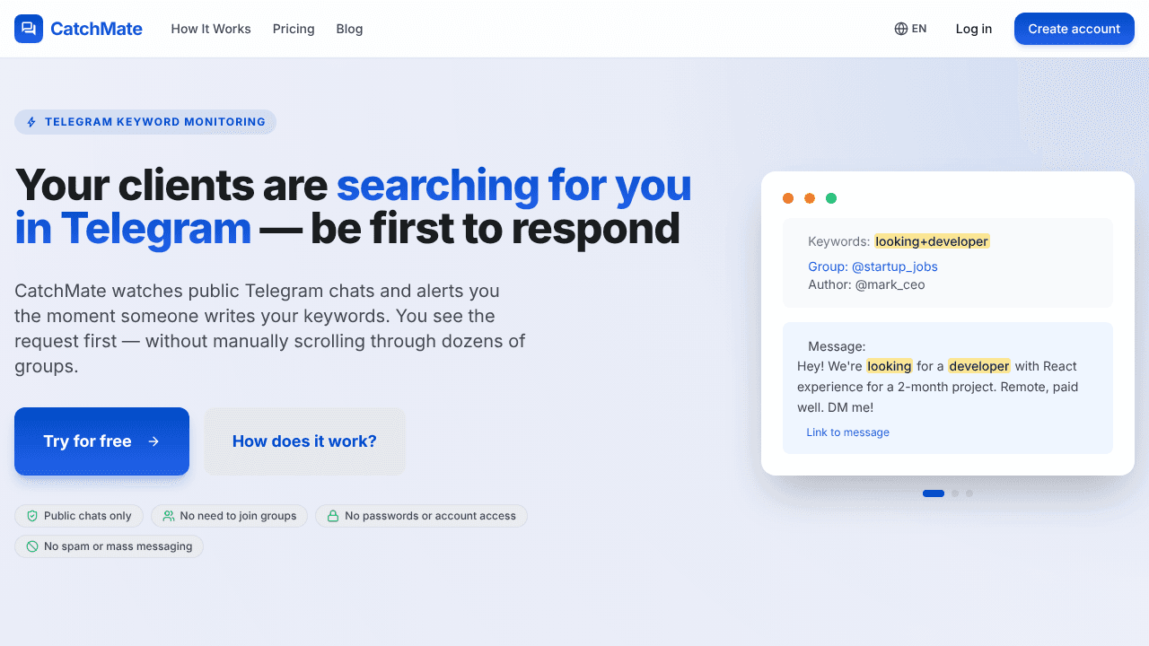 CatchMate website screenshot