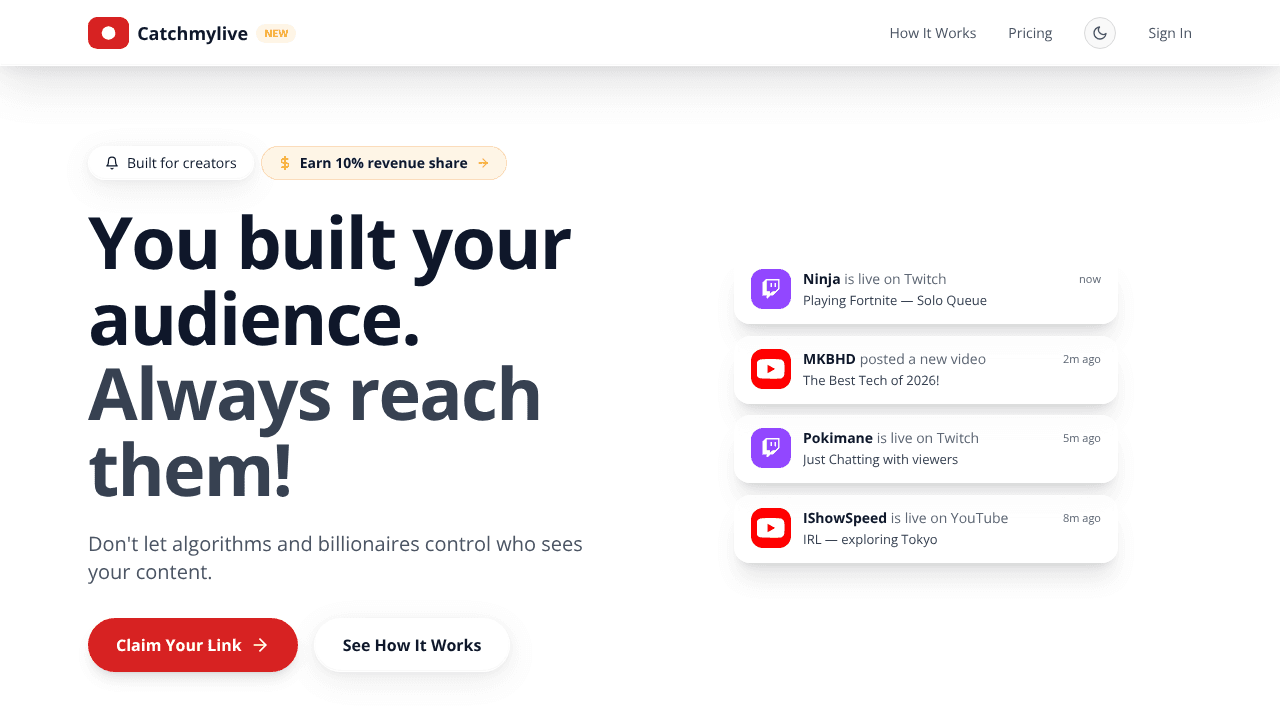 Catchmylive website screenshot