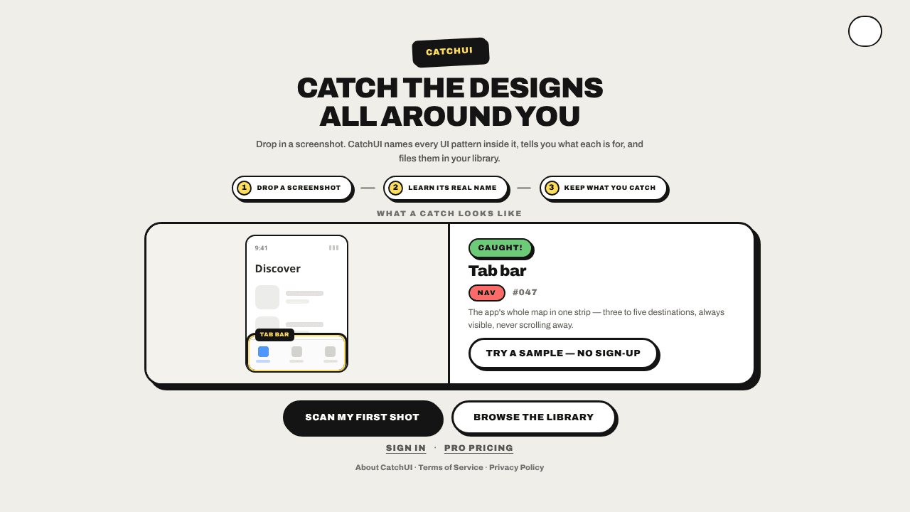 CatchUI website screenshot