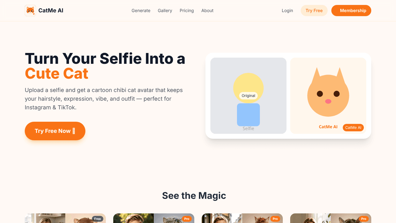 CatMe AI website screenshot