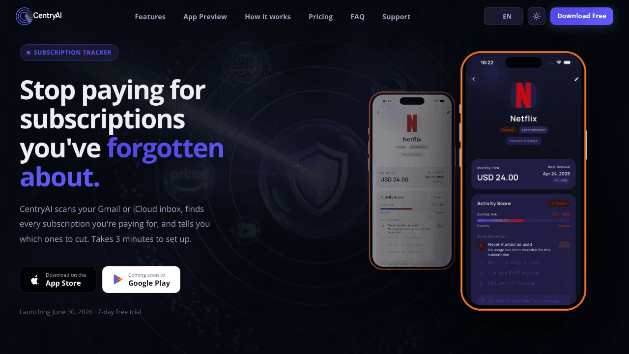 CentryAI website screenshot