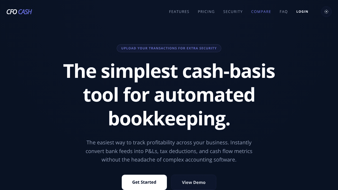 CFO Cash website screenshot