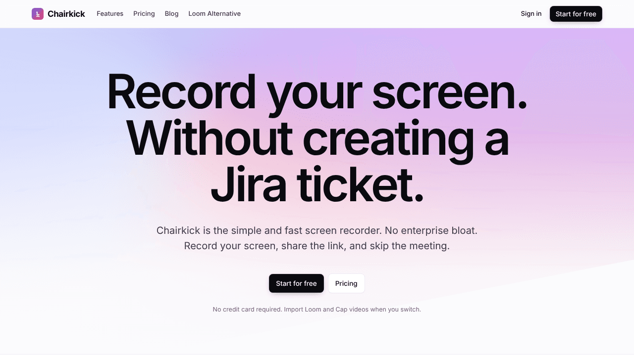 Chairkick website screenshot