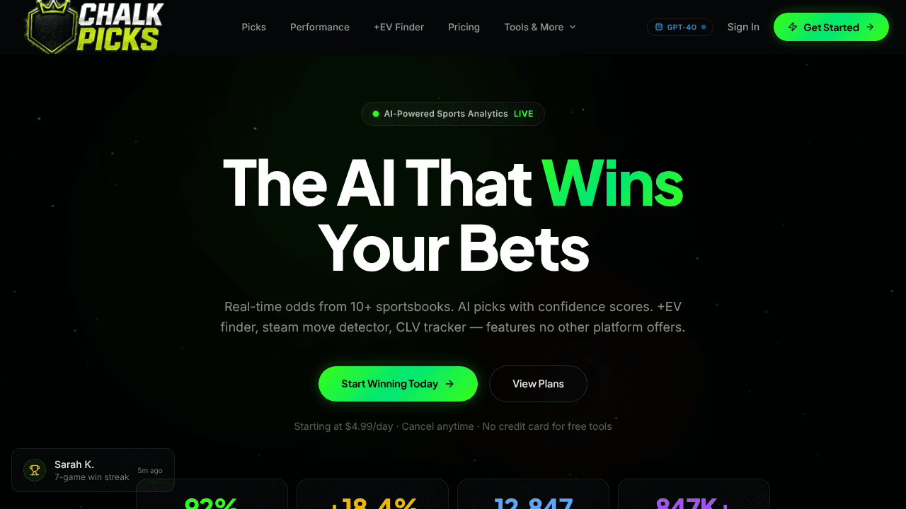 ChalkPicks Pro website screenshot