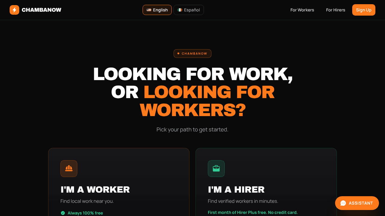 ChambaNOW website screenshot