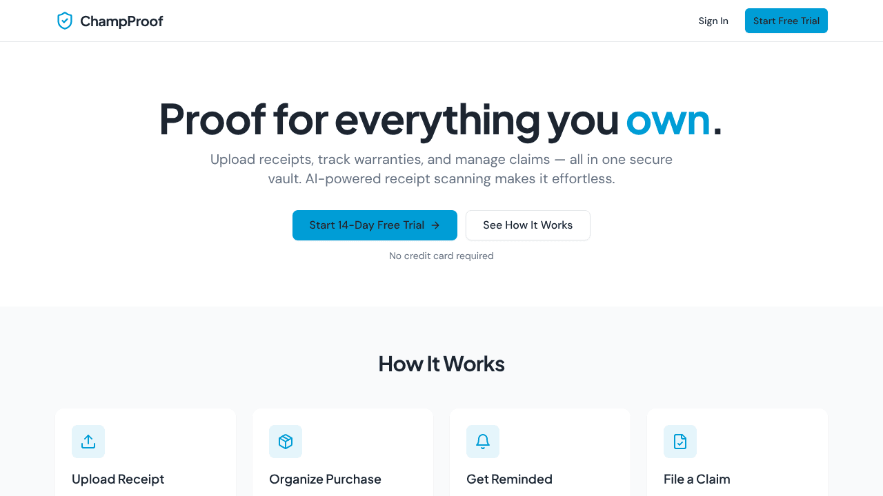 ChampProof website screenshot