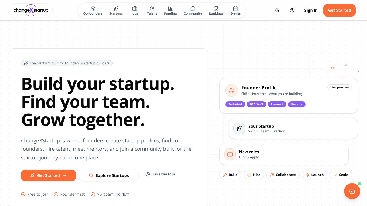 ChangeXStartup website screenshot