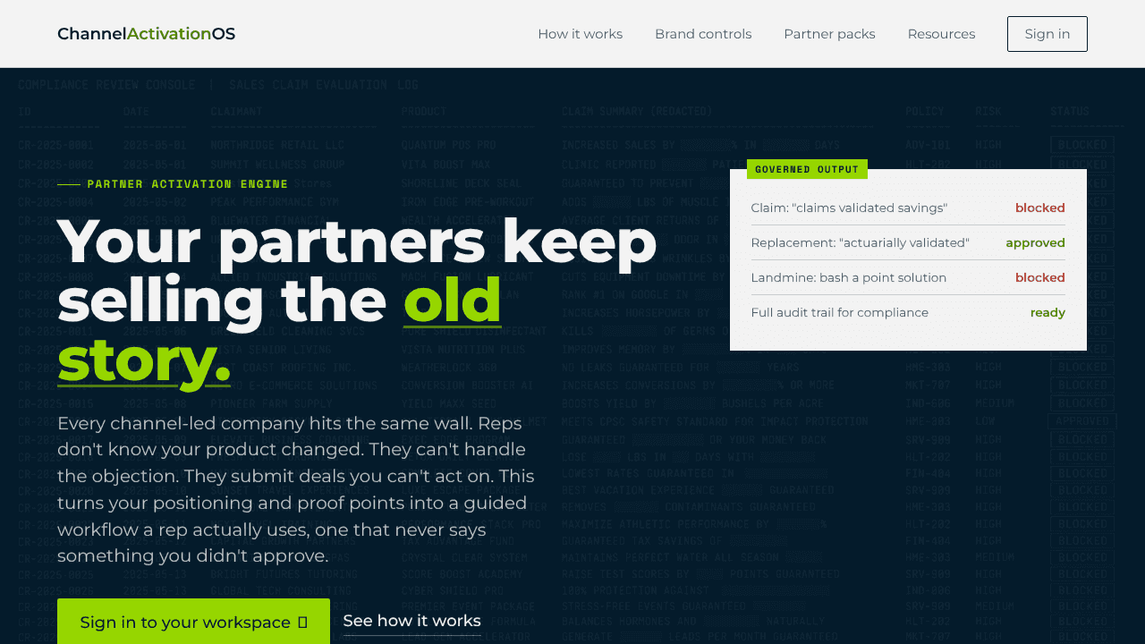 Channel Engage website screenshot