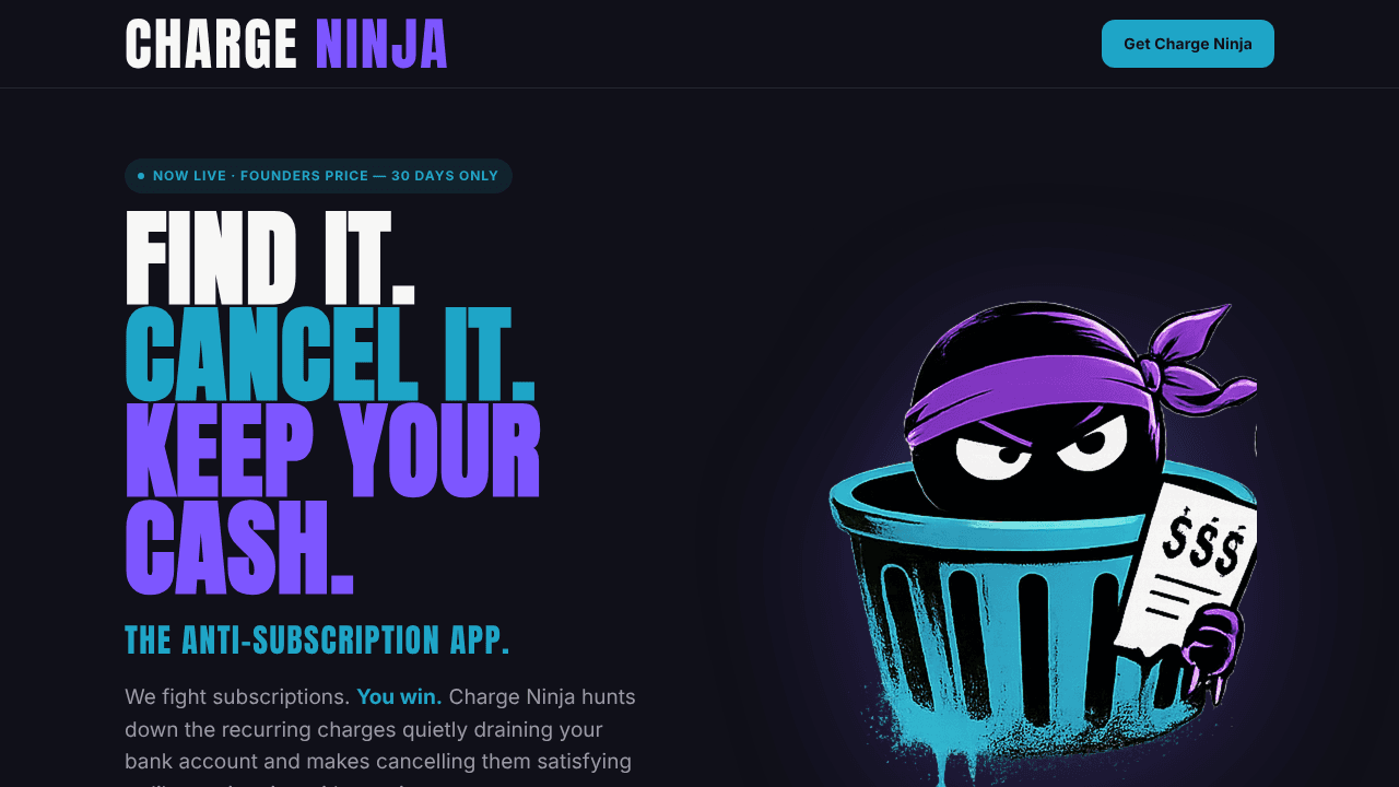 Charge Ninja website screenshot