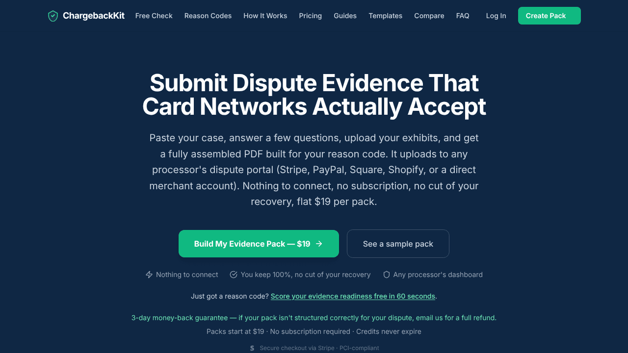 ChargebackKit website screenshot