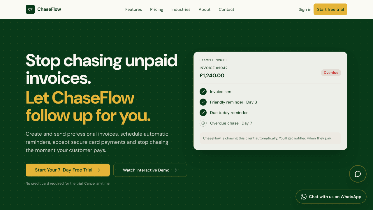 ChaseFlow website screenshot