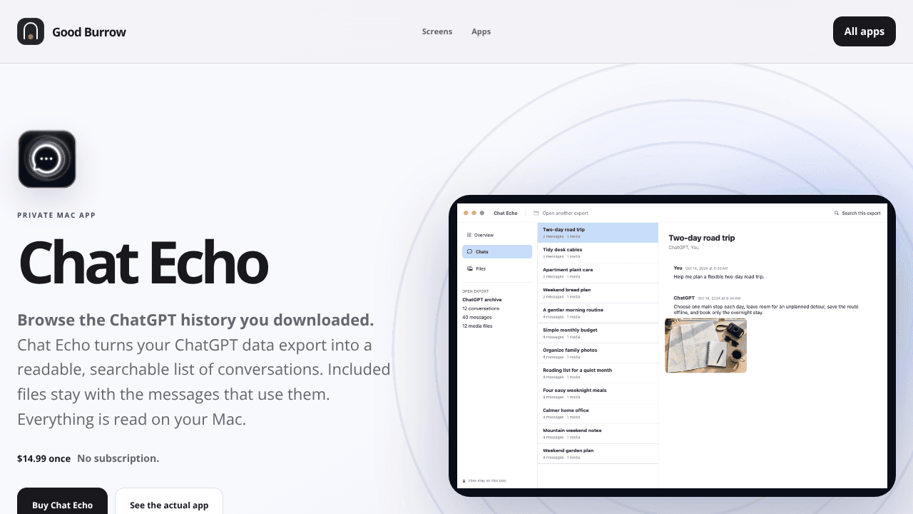 Chat Echo website screenshot