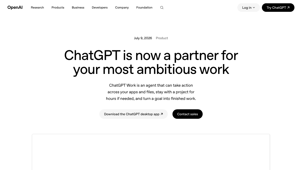 ChatGPT Work website screenshot