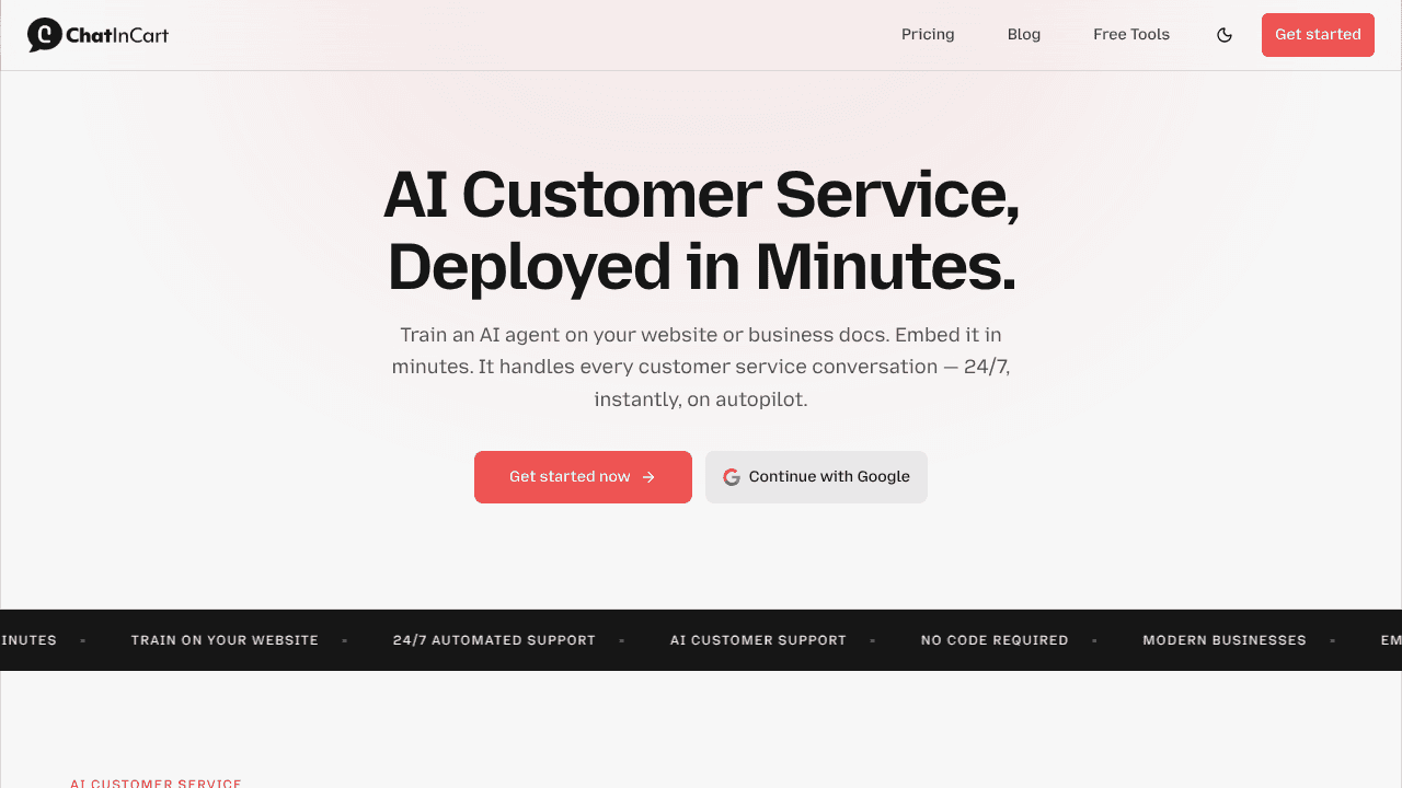 ChatInCart website screenshot