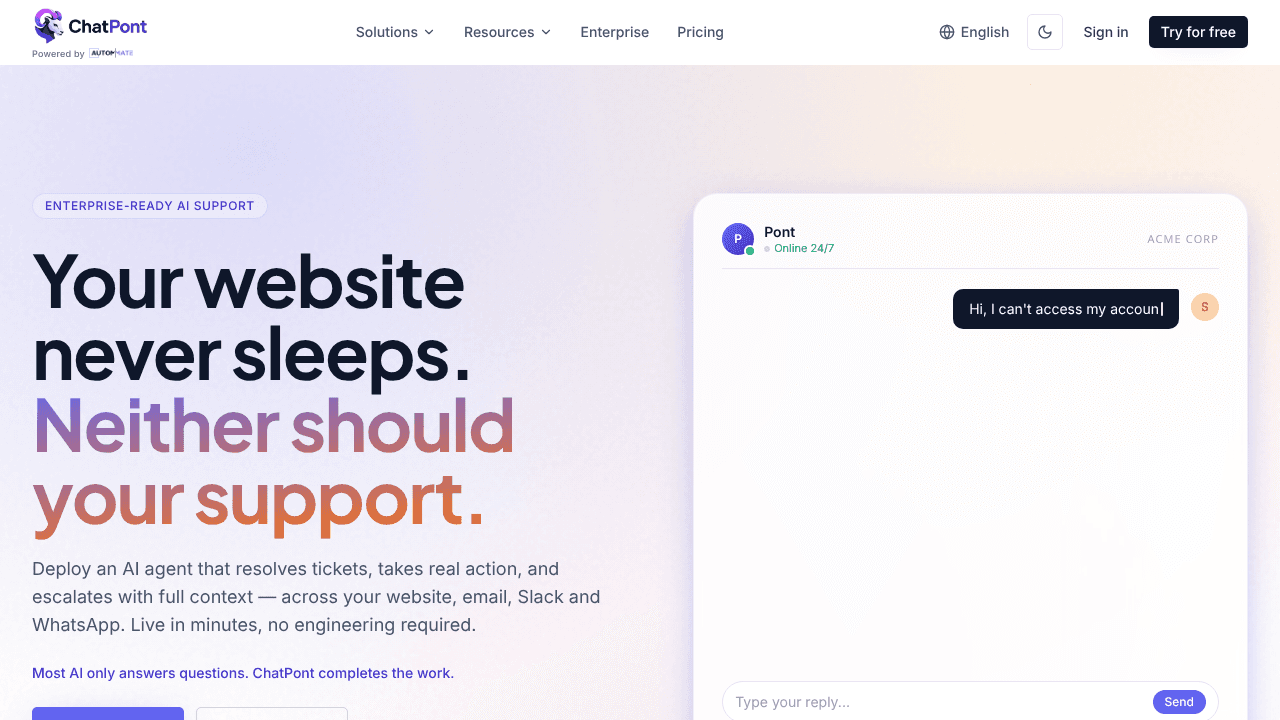Chatpont website screenshot