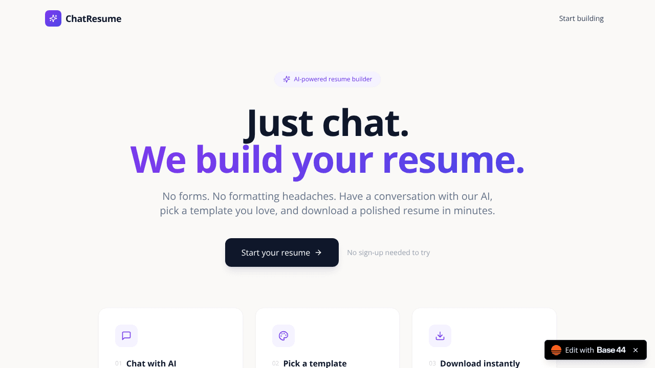 ChatResume website screenshot