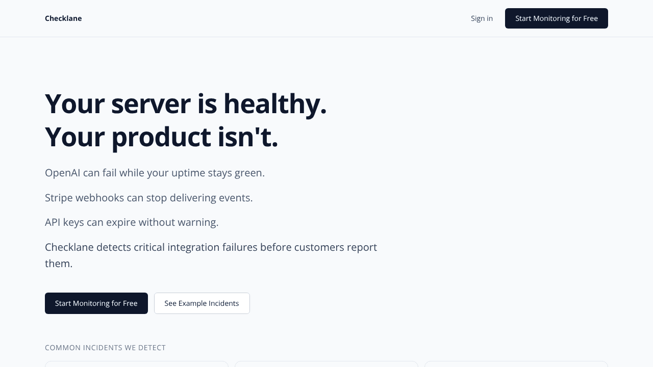 Checklane website screenshot