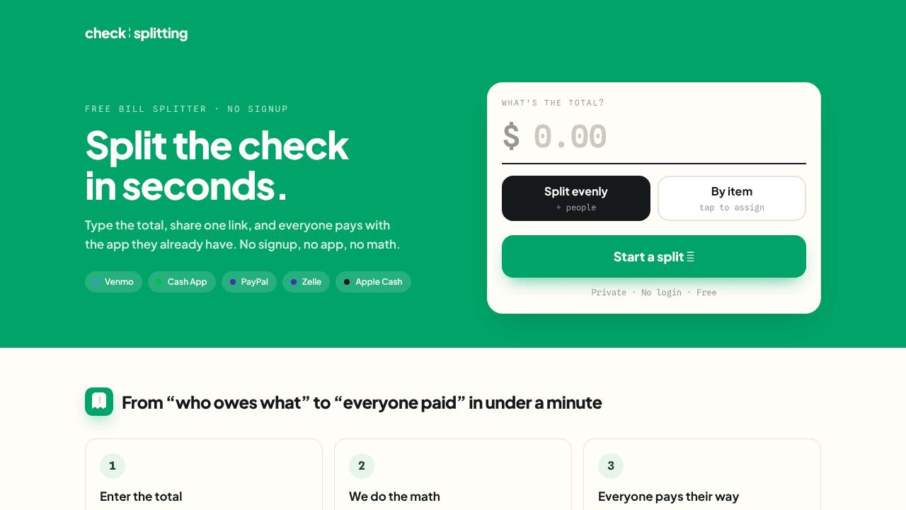 CheckSplitting website screenshot