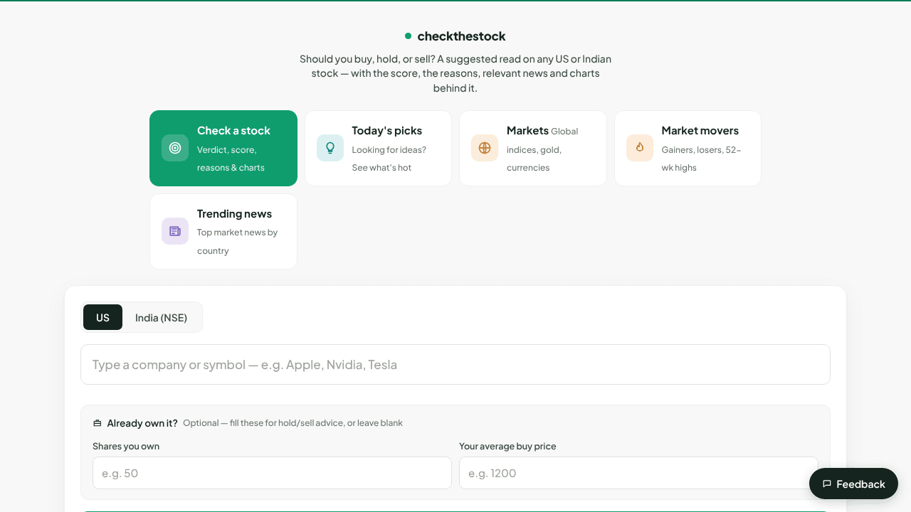 checkthestock website screenshot