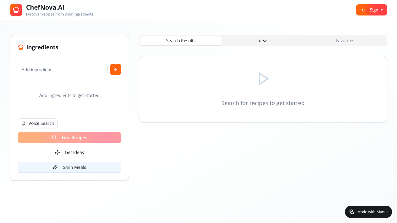 ChefNova.AI website screenshot