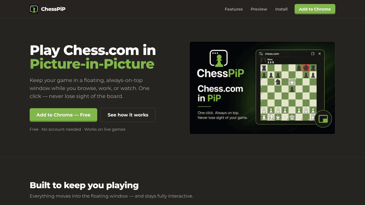 ChessPiP website screenshot