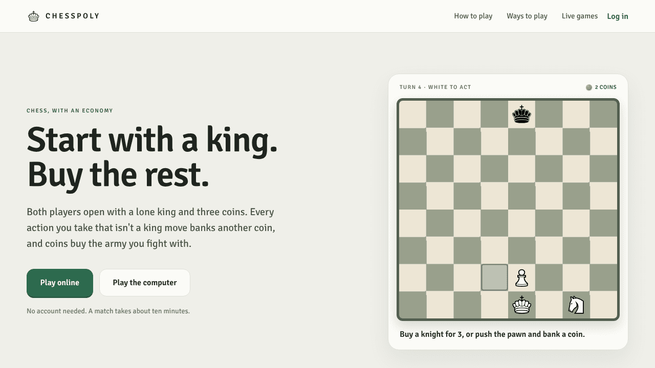 Chesspoly website screenshot
