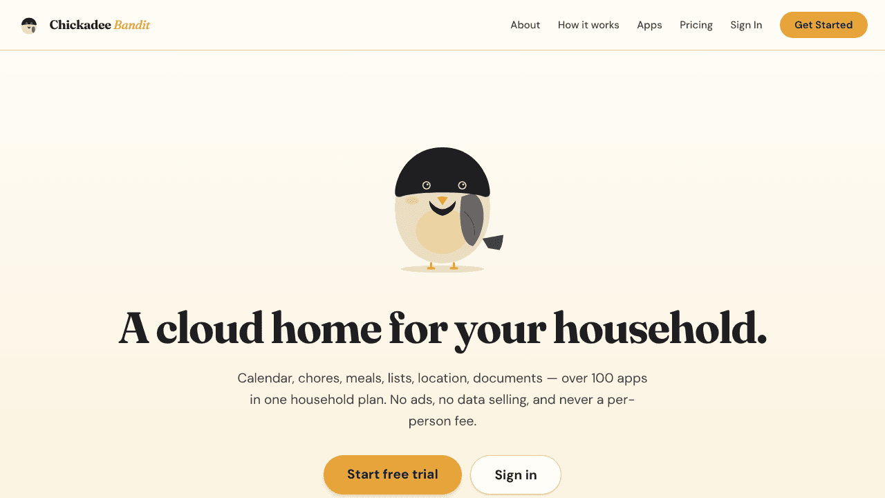 Chickadee Bandit website screenshot