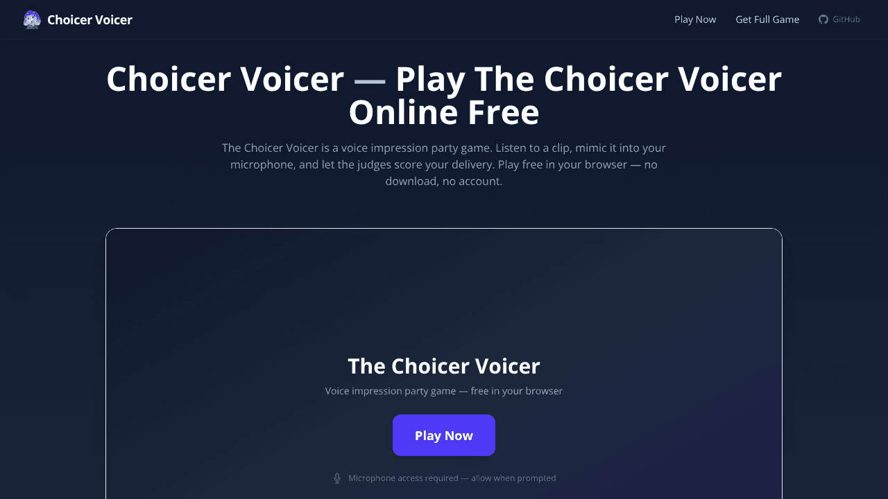 Choicer Voicer App website screenshot