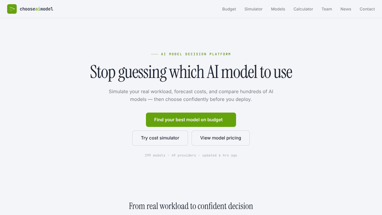 ChooseAIModel.com website screenshot