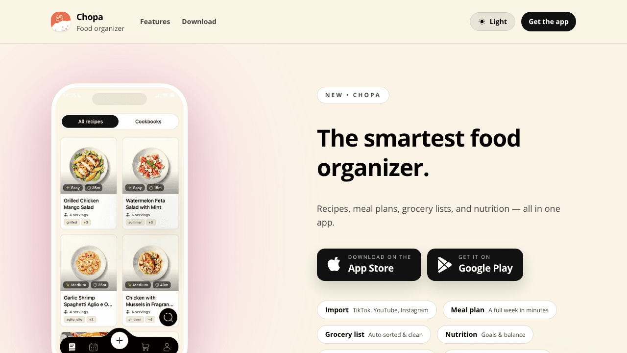 Chopa Chef website screenshot
