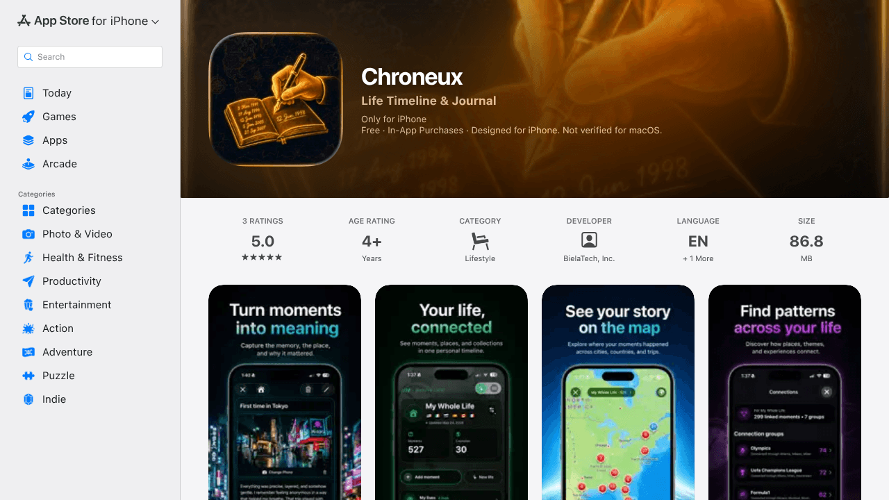 Chroneux website screenshot