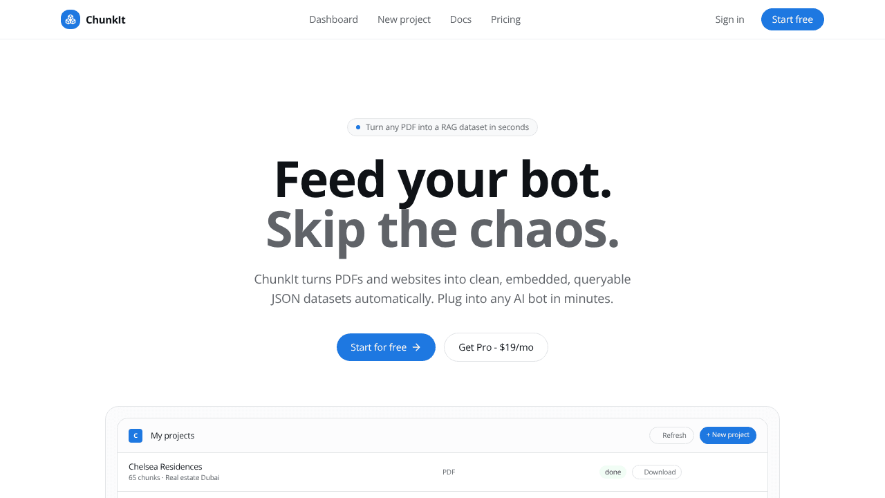ChunkIT website screenshot