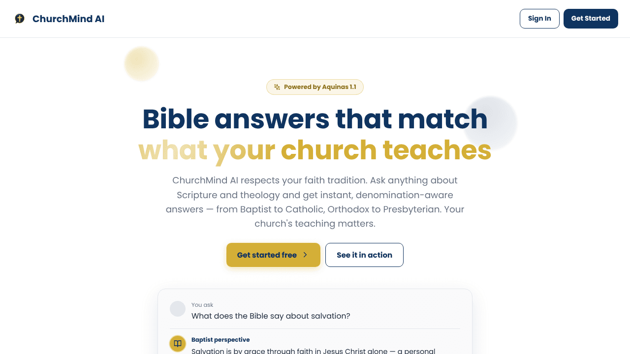 Churchmind Ai website screenshot