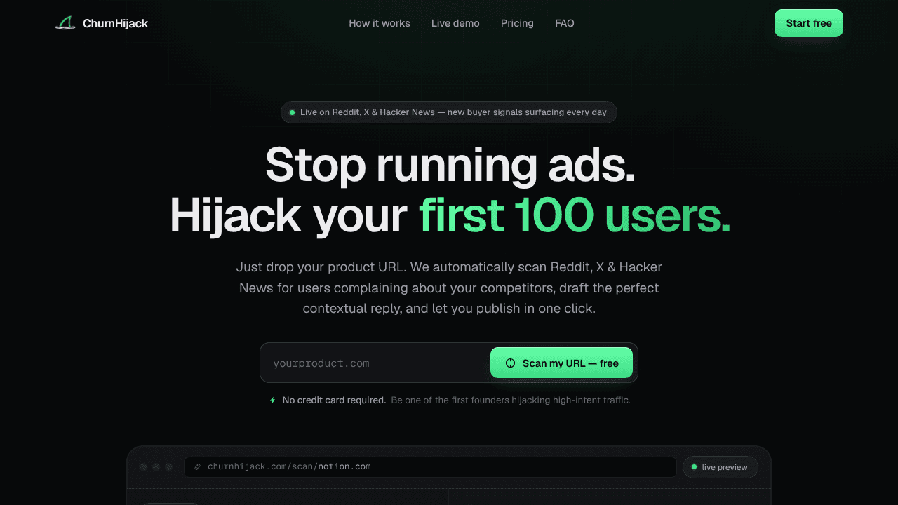 ChurnHijack website screenshot