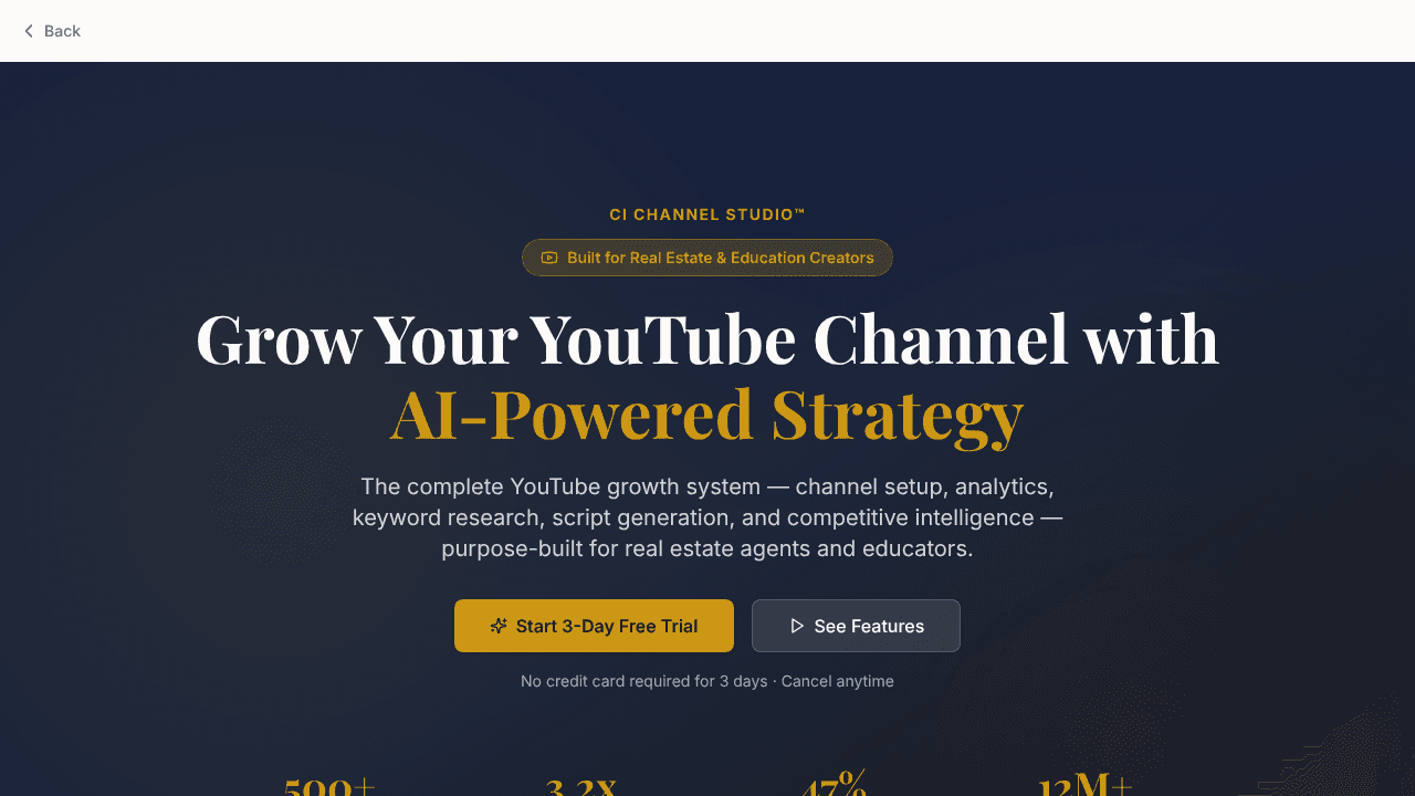 CI Channel Studio website screenshot