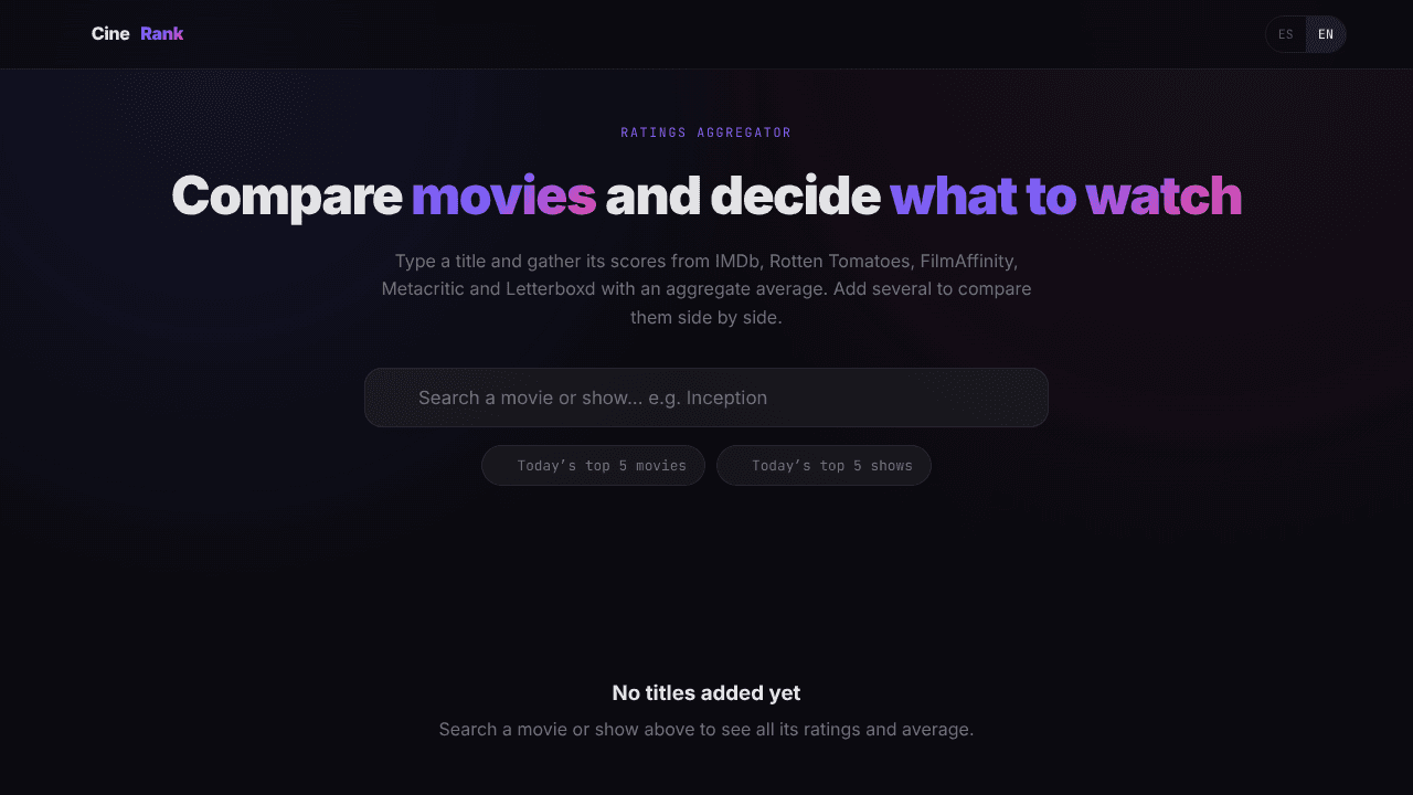 CineRank website screenshot