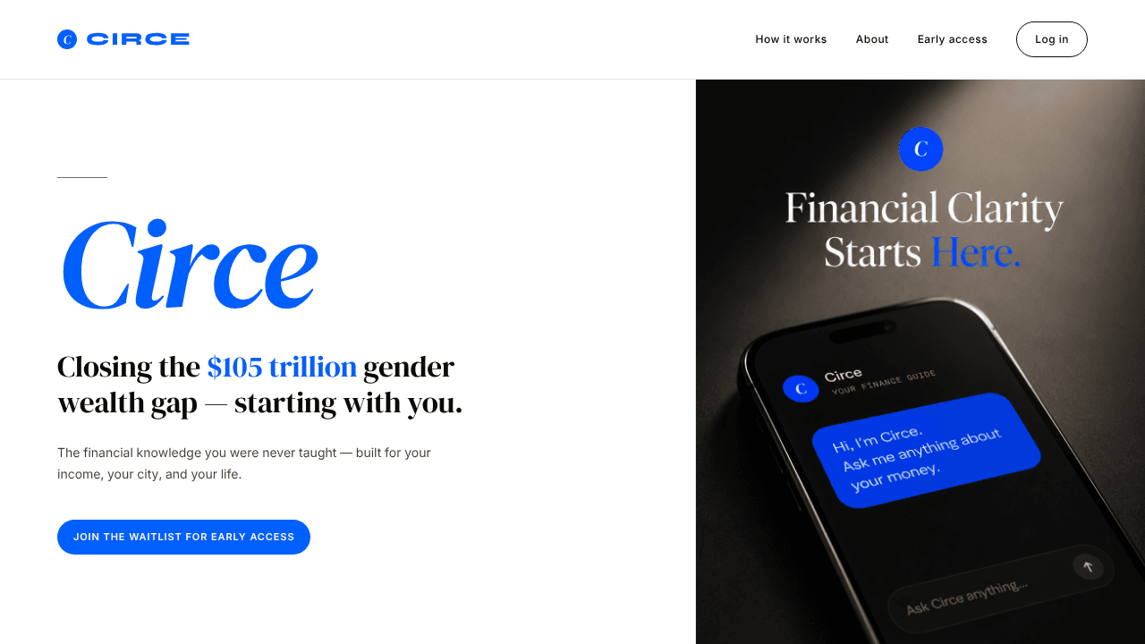 Circe — Financial guidance, reimagined  website screenshot