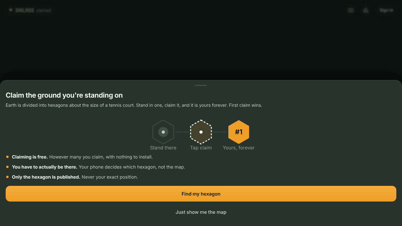 Claim the Earth website screenshot