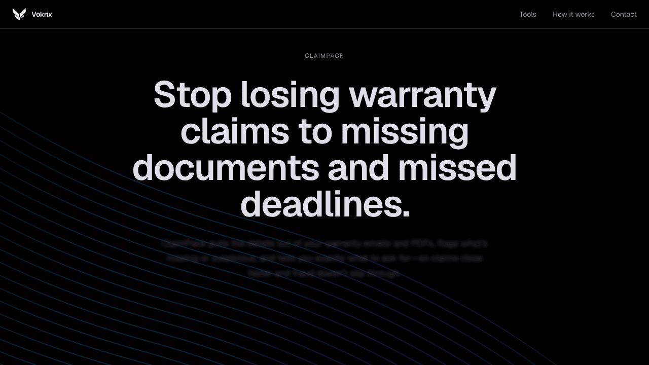 ClaimPack website screenshot