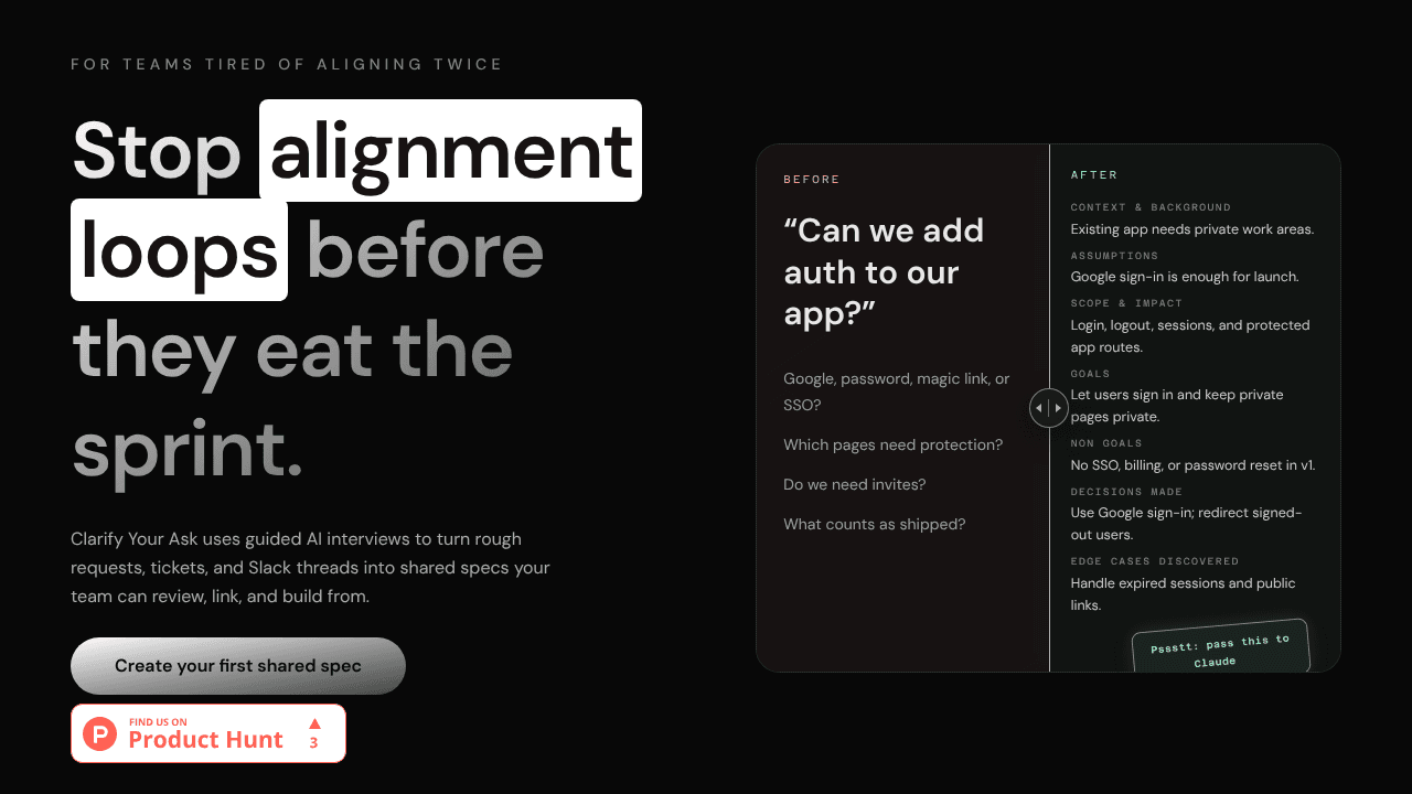 Clarify Your Ask website screenshot