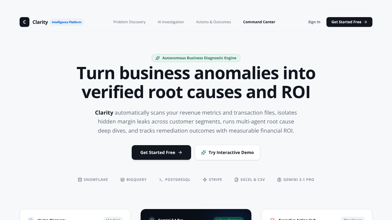 Clarity website screenshot
