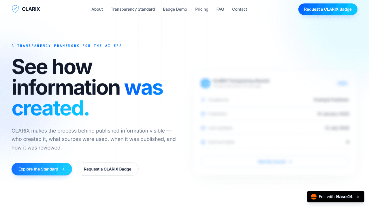 CLARIX website screenshot