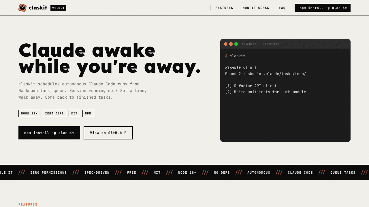 Claskit website screenshot