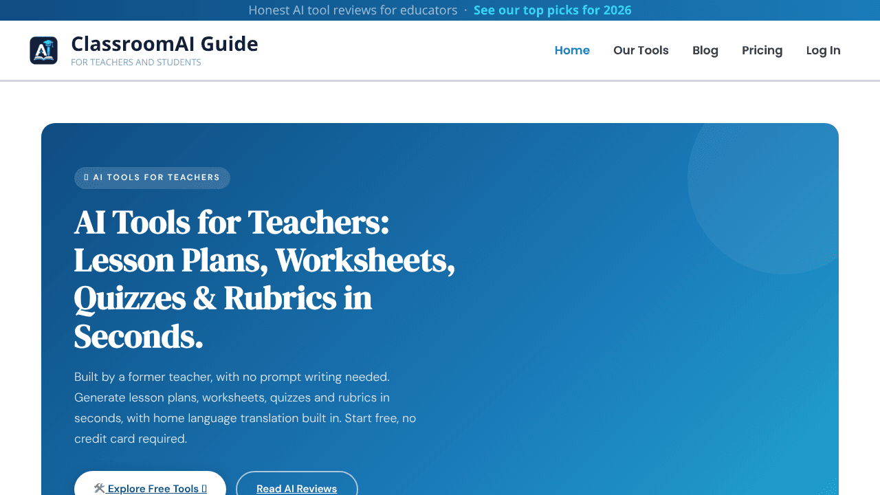 Classroom AI Guide website screenshot