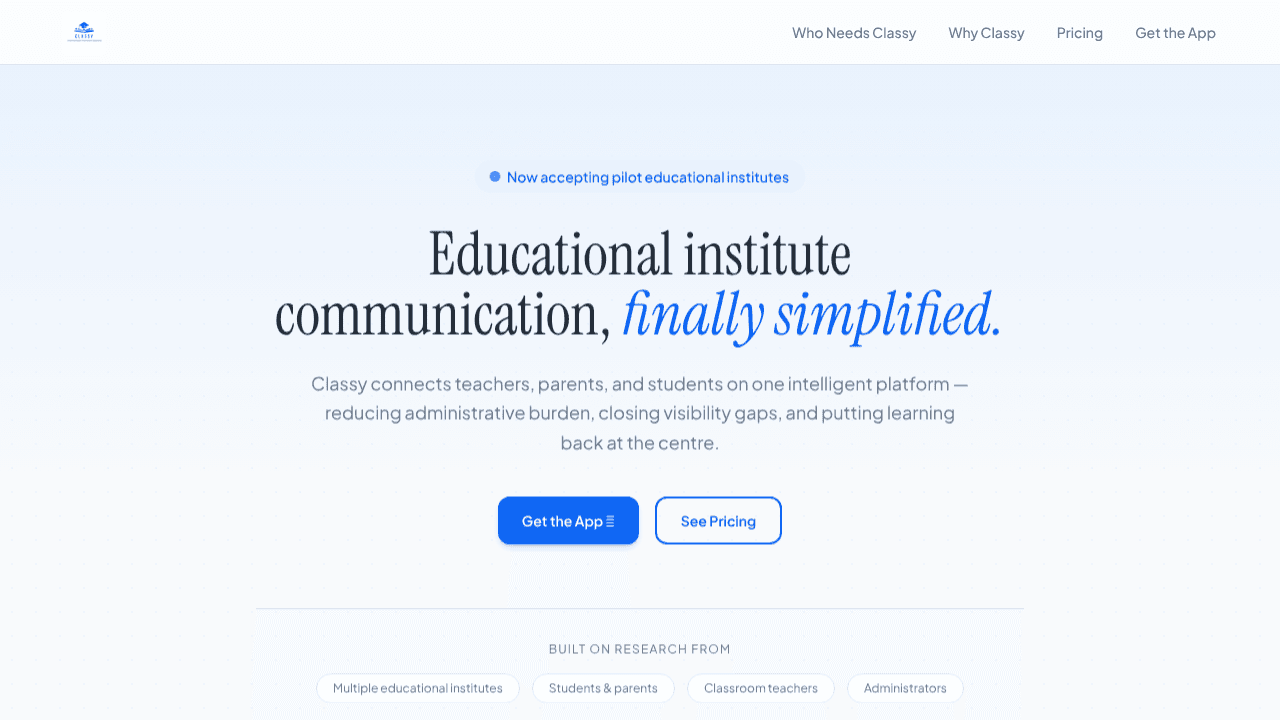 Classy website screenshot